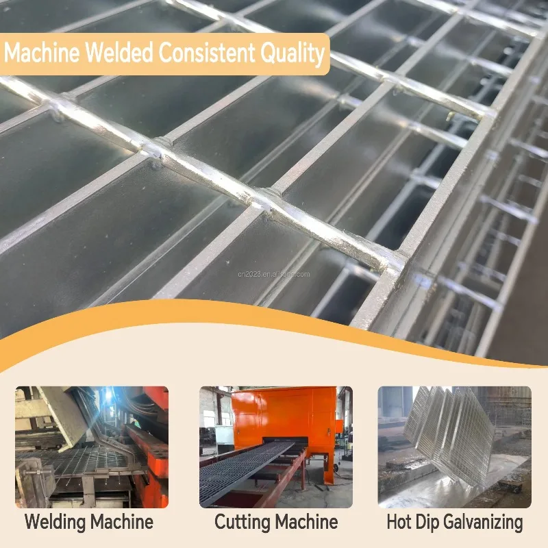 Piastra di rete in acciaio zincato su misura Griglia di barra metallica Prezzo per marciapiede Copertura della griglia di scarico di drenaggio in acciaio per canale