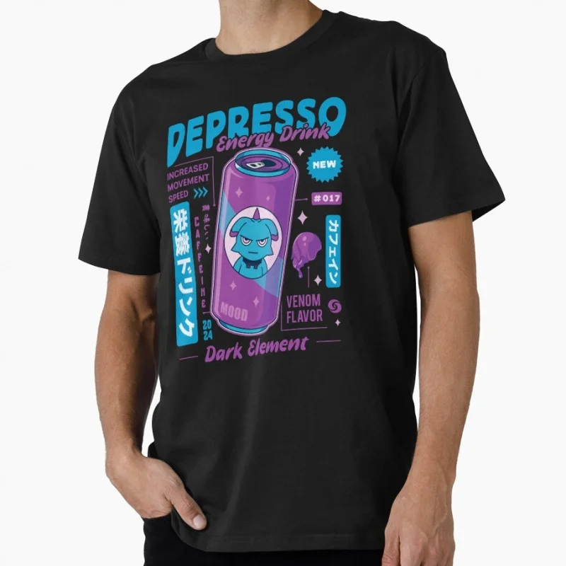 Depresso Energy Drink Monster hunter world MHW Gift T-Shirt for gamer 100% cotton Short Sleeve Graphic clothes All size tops
