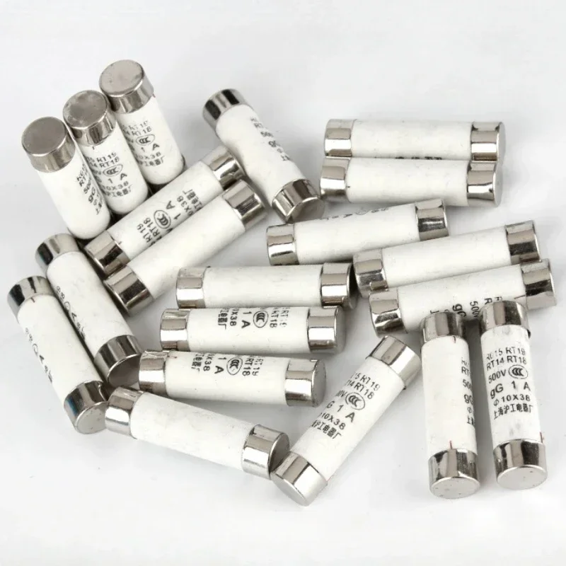 10PCS 10*38mm Ceramic Fuse 500V 1A 2A 3A 4A 5A 6A 8A 10A 16A 20A 25A 32A 40A RO15 Ceramic Fuse 500V