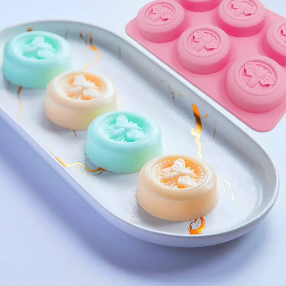 Bee Silicone Molds Round Honeybee Mould for Homemade Soaps Lotion Bar Jello Bath Bomb Beeswax Resin Chocolate and Dessert