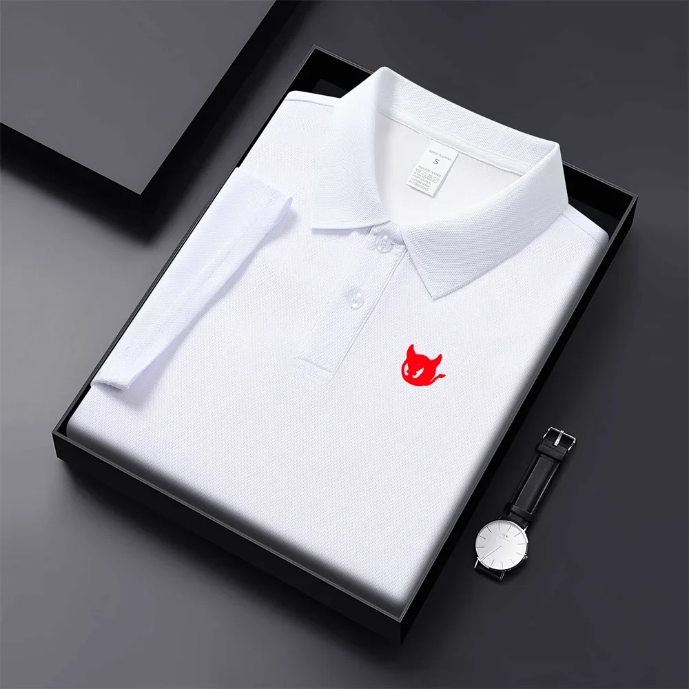 Men Golf Polo Shirts Breathable Short Sleeve Lapel Collar Button Business Casual Tops Summer Basic Tee Daily Wear Male Golf Tops