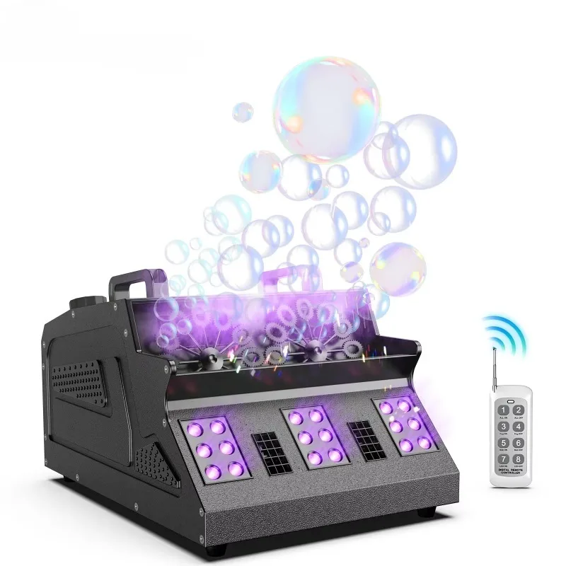 1500W 3-in-1 Fog Bubble Machine, 8 RGB LED Lights, DMX Remote Stage Light For DJ Wedding Party Performance
