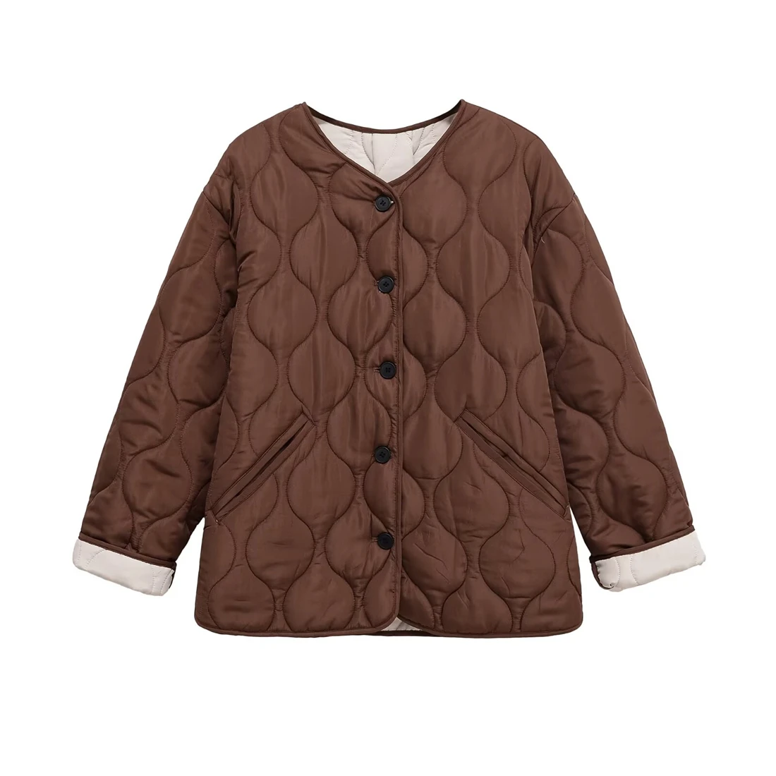 

Women's round Neck Long Sleeve Cotton Coat Autumn/Winter New Style Top Fashionable Casual Outerwear for Ladies