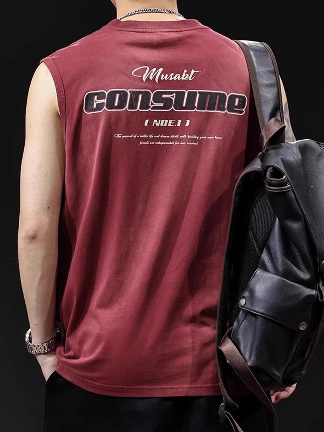 

Kazuki Kuraii American Sle Pure Cotton Vest Men's Summer Sport Fitn Large Size oulder Pad Svel T-irt