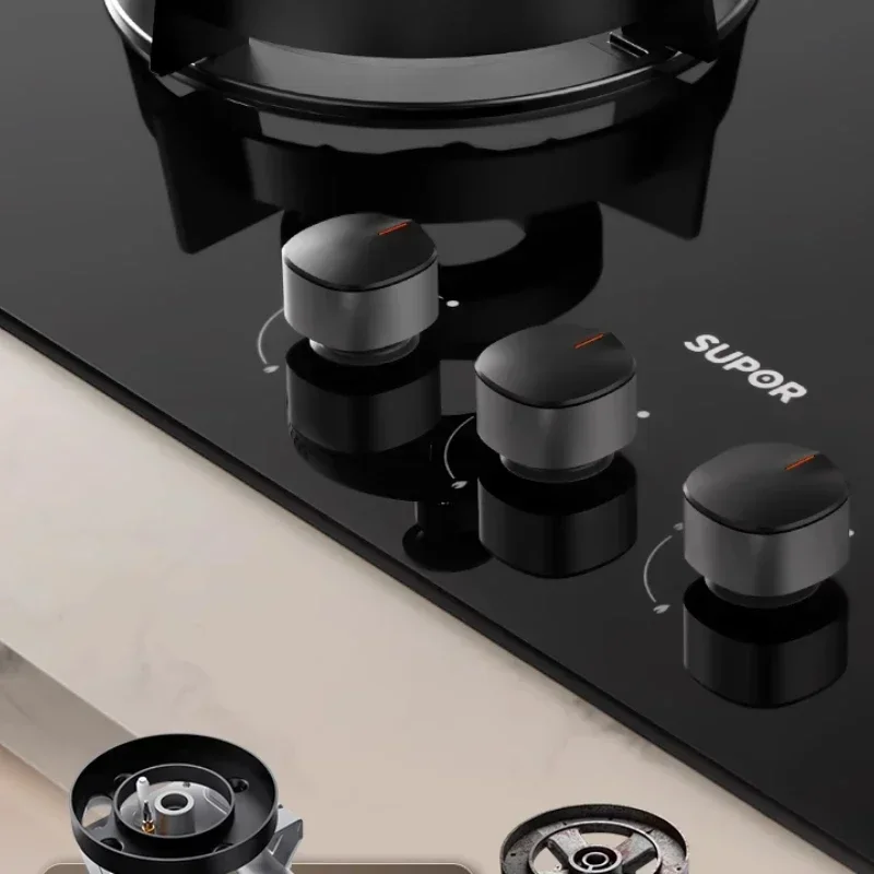Gas stove three burner gas stove embedded household natural gas multi-stove tabletop fierce fire double stove