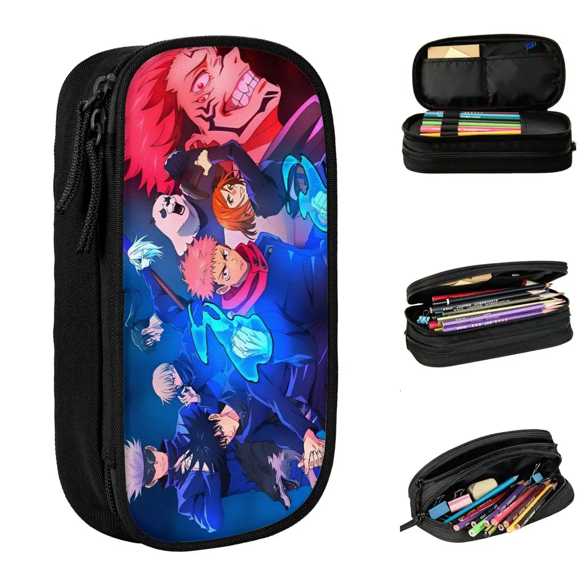 Jujutsu Kaisen Anime Cartoon Pencil Cases Fashion Itadori Yuji Pen Bags Kids Large Storage Students School Zipper Pencilcases