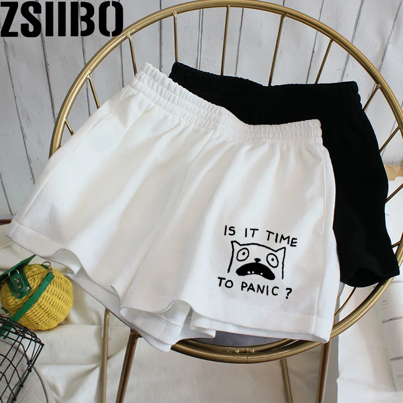 Kitten Print Summer Harajuku Fashion Sports Sweatpants ew style women's animated Loose Y2K Clothing women's high-waist shorts