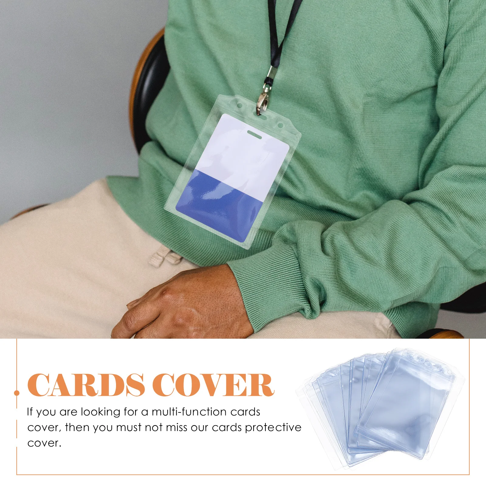 

50Pcs Badge Holder Clear Id Card Protective Cover Transparent Work Card Protector for Office Exhibition Name Tag Secure Use