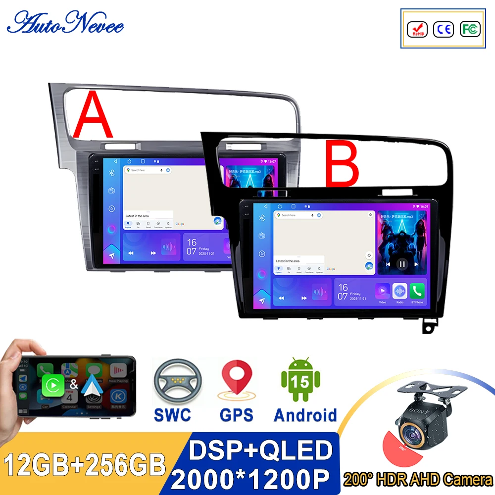 Android 15 2K Incell Screen Multimedia Stereo Plug and Play For Volkswagen Golf 7 2012-2020 GPS Navigation High-performance CPU
