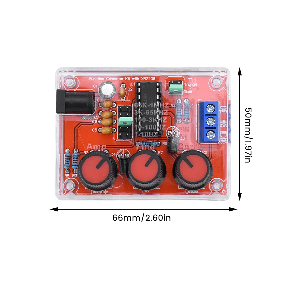 1Hz -1MHz XR2206 Function Signal Generator DIY Kit Sine/Triangle/Square Output Signal Generator Adjustable Frequency Amplitude