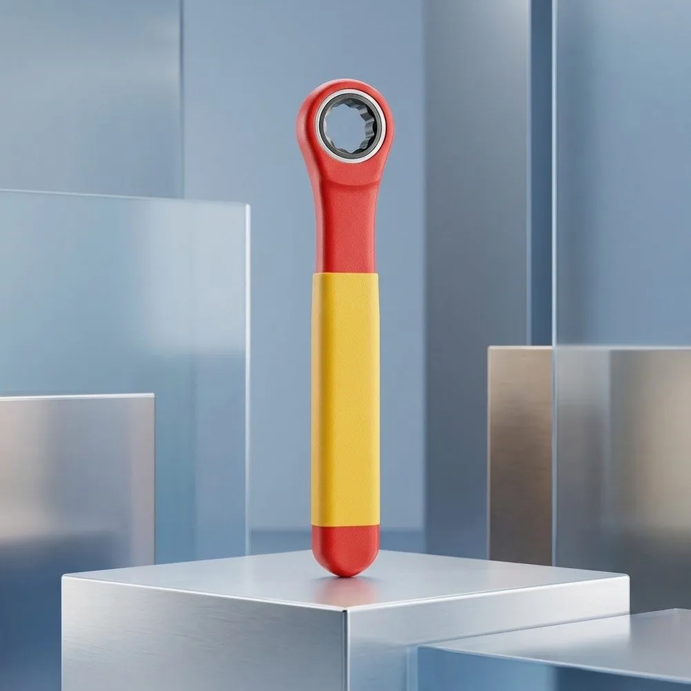 Chrome Vanadium Steel Ratchet Wrench with Insulation Rated for Electrical Work Performed Under and OSHA Compliance Standards