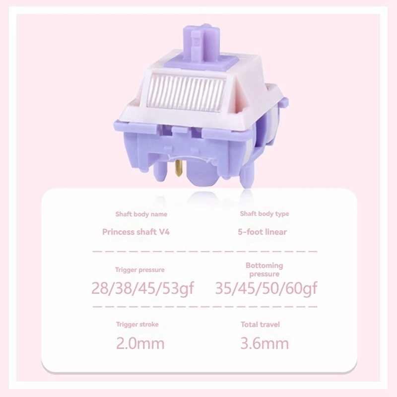 2025 New 70PCS MMD Princess V4 Switch 5 Pin Linear Axis Body Switches Hot-Swap For DIY Mechanical Keyboard