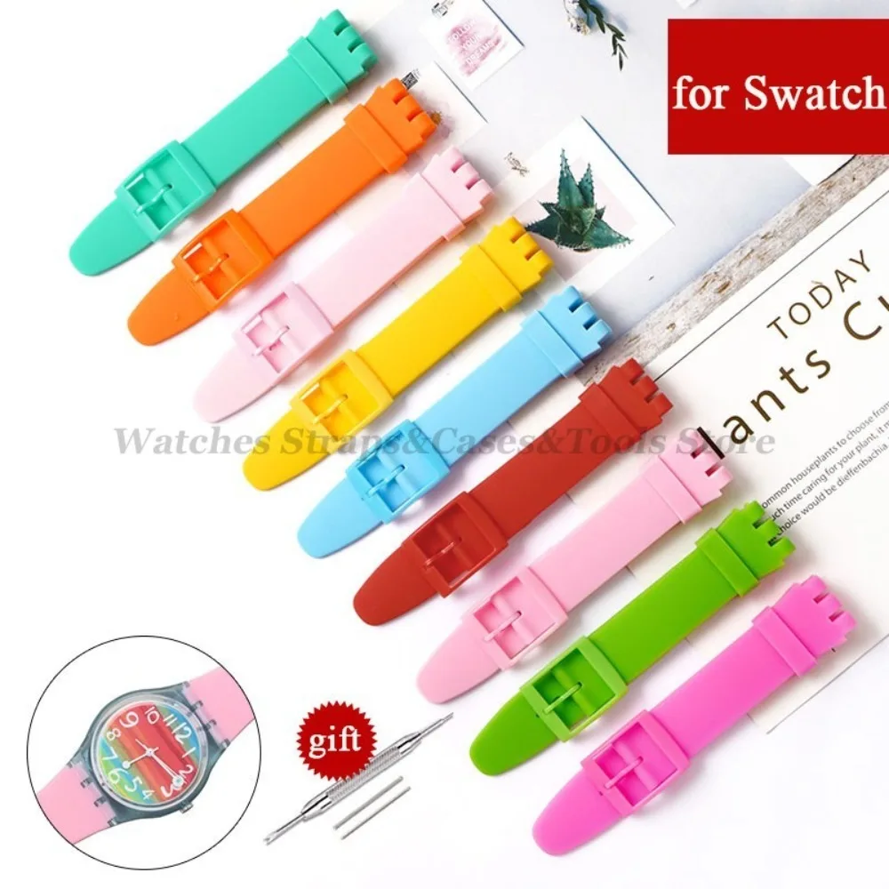16mm 17mm 19mm 20mm Weiches Silikonarmband für Swatch, Buntes Uhrenarmband, Ersatz-Uhrenzubehör mit Werkzeugen – Detail 2