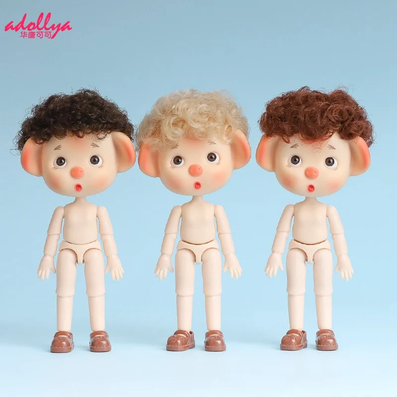 Adollya 1/12 OB11 BJD Doll Body Pig Head 14cm Nude 12 Joints Ball Jointed Doll Toys for Girls Toys for Children Kids Gifts