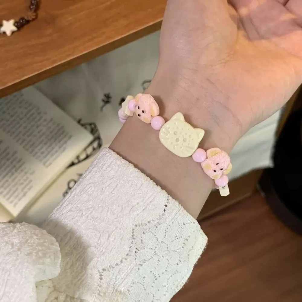 Sweet Cute Dog Beaded Bracelet Resin Star Biscuit Bear Bracelet Cartoon Wristband Cat Beads Bracelet Lovers