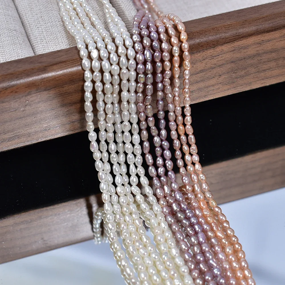 2.5-3mm 3A Natural Freshwater White Pink Purple Rice Isolated Bead Gift Jewelry Make DIY Necklace Bracelet Accessories Wholesale