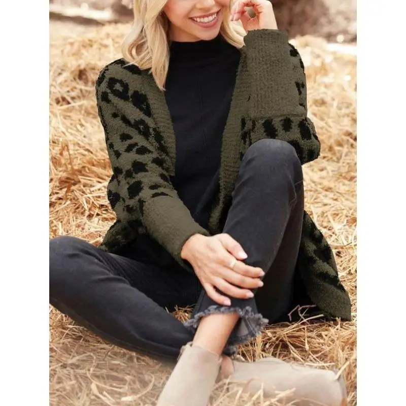 

Faionable Leopard Print Knitted Sweater for Men And Women Coolmax Fiber Ciwalk Inner Wear Thiened Nine Sve Ne