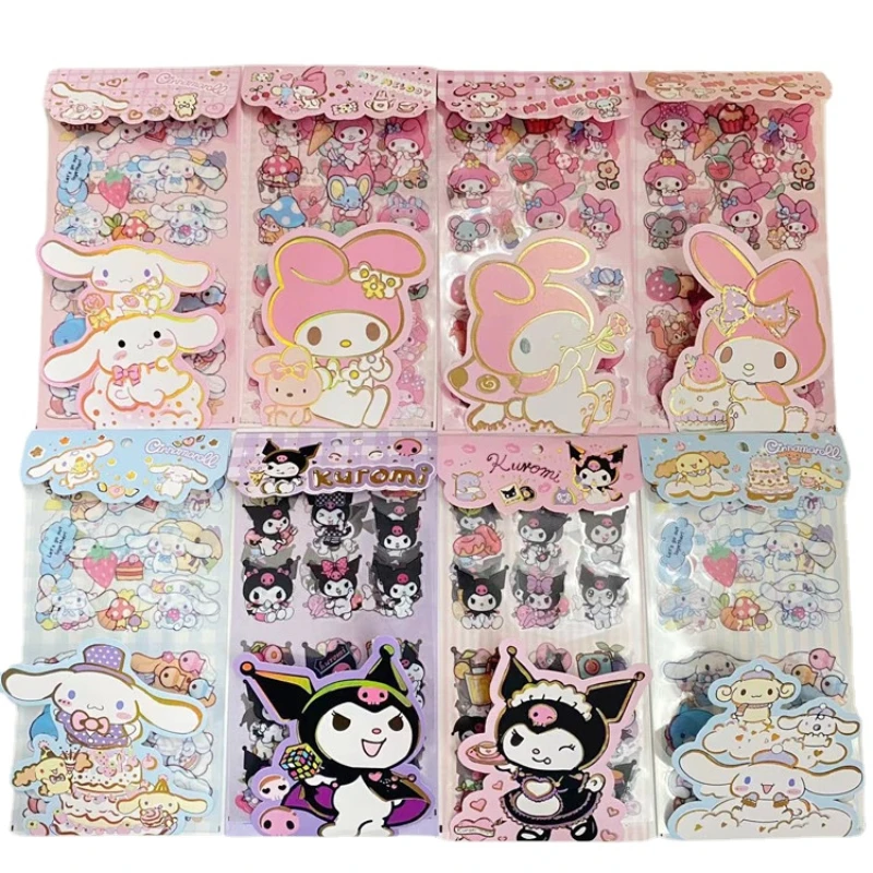 Urocze kreskówki Kuromi Cinnamoroll MyMelody przezroczyste DIY ręcznie robione naklejki GUKA