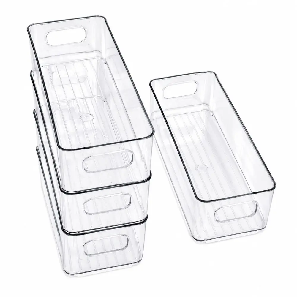 Space Saving Acrylic Desktop Storage Box Transparent Narrow Acrylic Storage Box Rectangular Stackable Makeup Organizer Kitchen