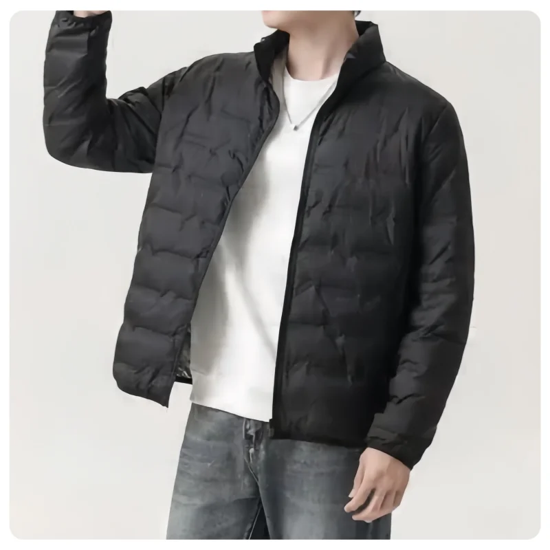 Men's Lightweight down Jacket with Graphene Heat Storage, Stand-Up Collar, Warm Outerwear, Windproof, Anti-Pilling, Seamless Seam Sealing, New Winter Model