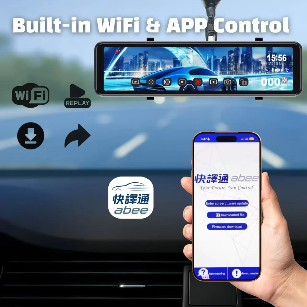 4K Front + 2K Rear IPS Smart Rearview Mirror Dash Cam Video Recorder WiFi Night Vision WDR HDR Parking Dual M995A