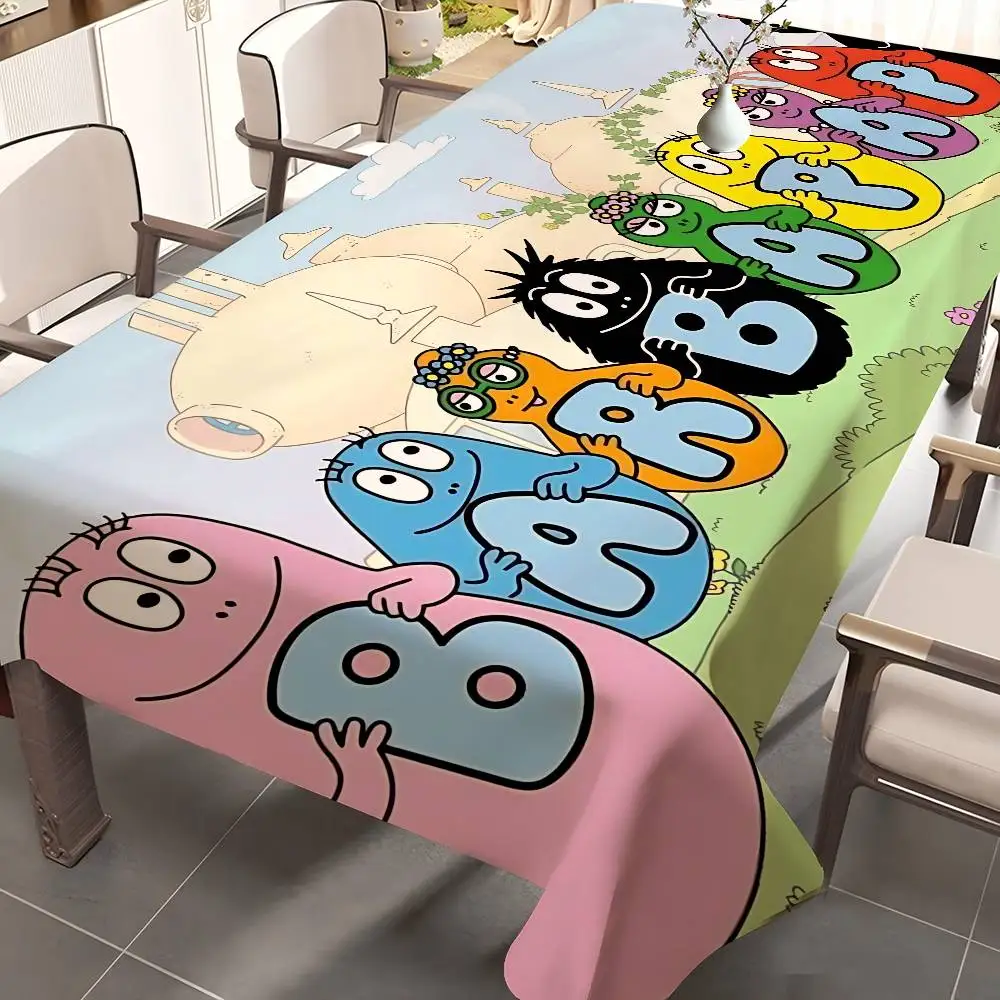 Les Barbapapa Cartoon Waterproof and Oil-proof Tablecloth Bedside Table Dustproof Decorative Cloth Living Coffee Tablecloth
