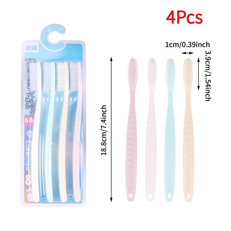 4Pcs Soft Long Head Adult Big Head Toothbrush Japanese And Korean Comfortable Teeth Super Soft Oral Cleaning Brush.