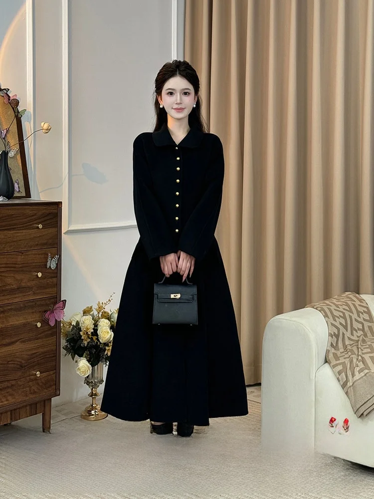 

Двустороннее шерстяное пальто LILI в стиле ретро, универсальное длинное пальто Miss Rich Sle, зимнее модное женское пальто премиум-качества