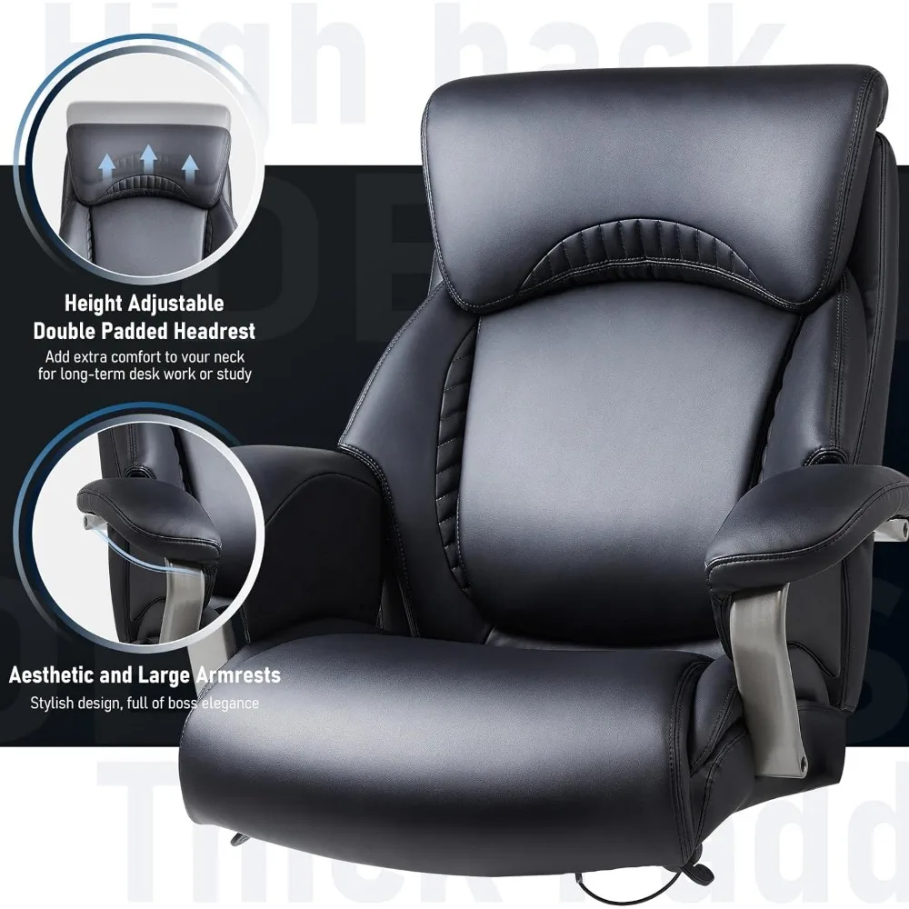 Big and Tall Office Chair 500lbs-Heavy Duty Ergonomic Computer Chair with Extra Wide Seat, High Back Executive Large Desk