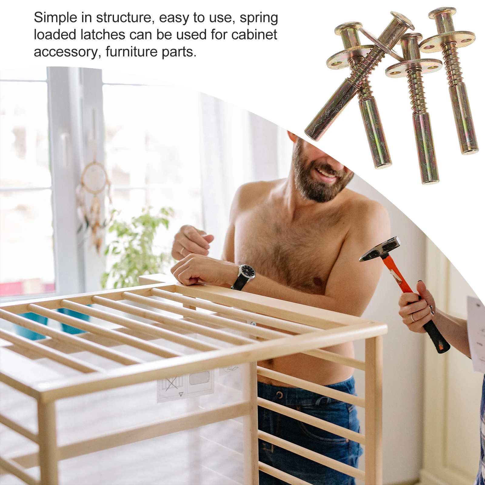 

4Pcs Spring Loaded Latches Iron Wear Resistant Plunger Latches for Baby Crib Bed Small Cage Door Locking Pin Crib Latch