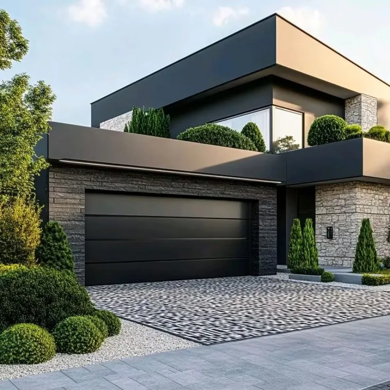 Customized Full View Electric Folding Postmodern Aluminum Alloy & Wooden Garage Door With Waterproof Feature