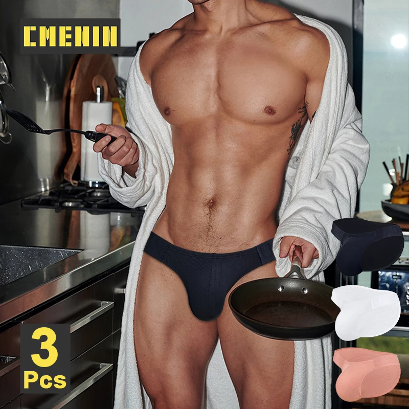 

CMENIN 3Pcs Mens Sexy Underwear Gay Sexy Briefs Slip Breathable Cotton U-convex Pouch Underpants Low Waist Men Jockstrap Panties