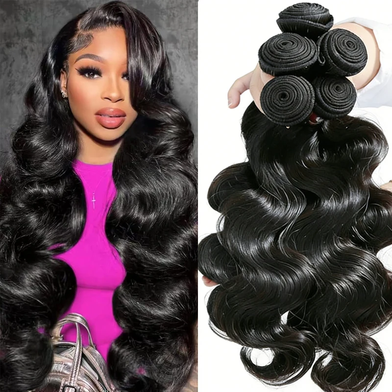 1 3 4 PCS Body Wave Bundels Echt Haar 30 40 Inch Braziliaans Echt Haar Natuurlijk Zwart 16A Raw Hair Weave Bundels Extensions - afbeelding 2