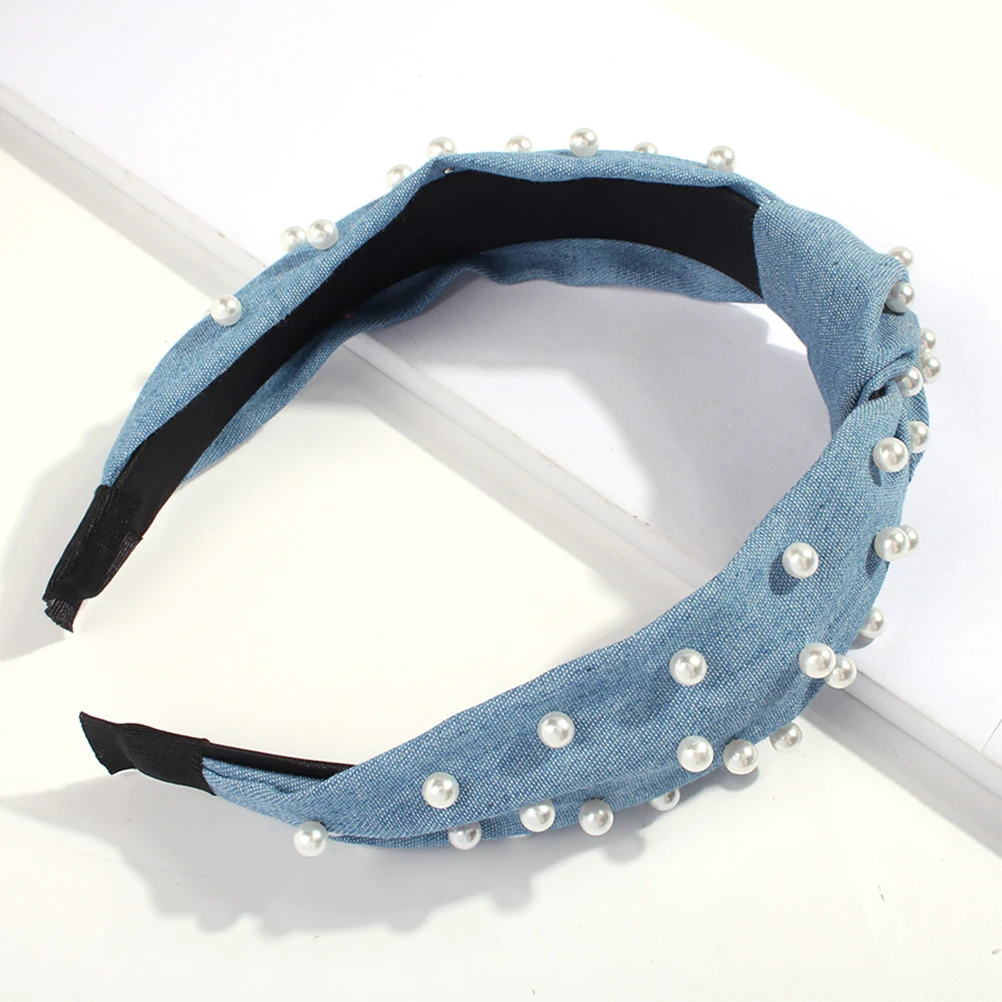 

Head Bands Pearl Headband Women European American Fashion Blue Hair Hoop Women's
