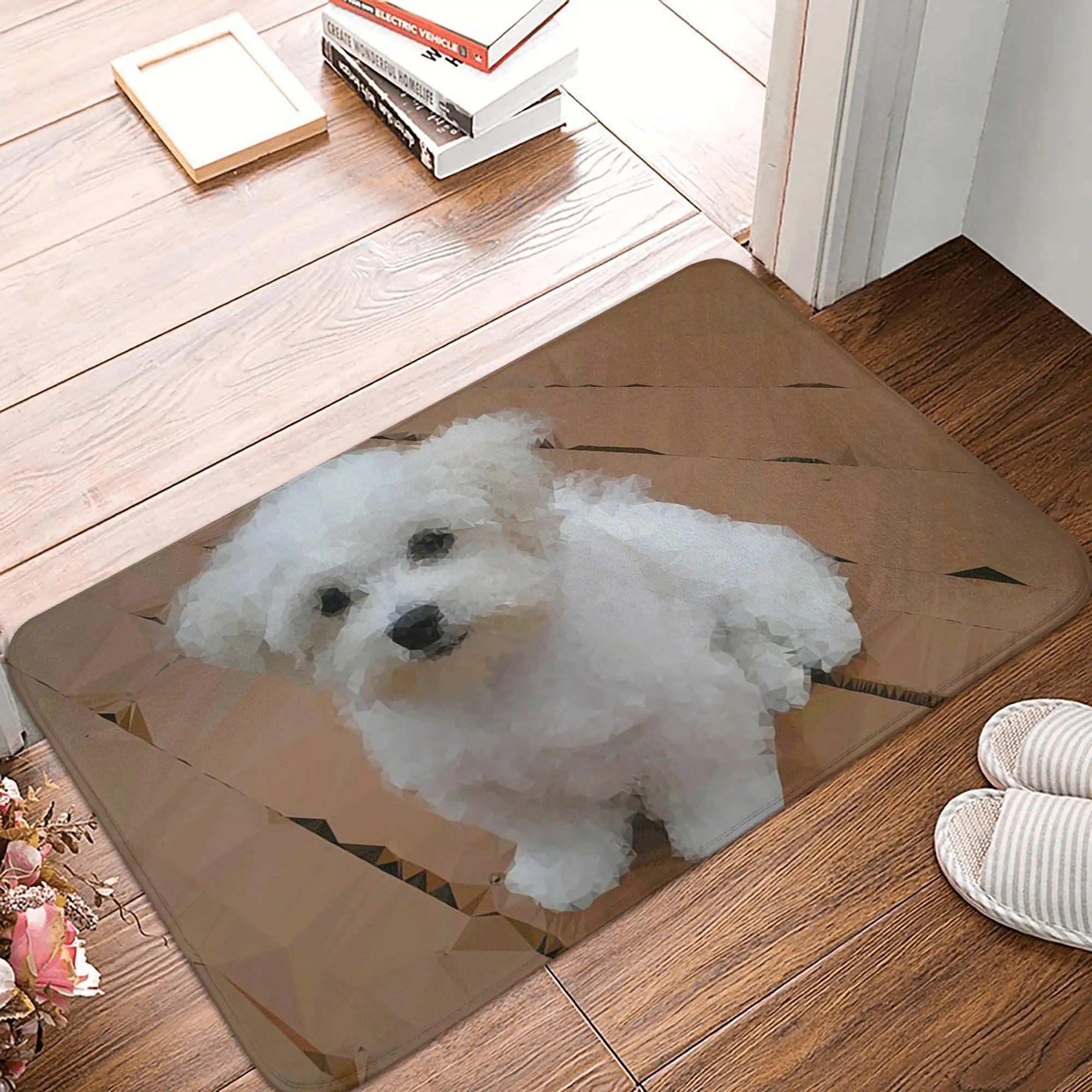 المالطية جرو منخفضة بولي مثلثات هندسية عدم الانزلاق ممسحة الكلمة حصيرة البساط للمطبخ مدخل المنزل الحمام مسند القدم الحصير