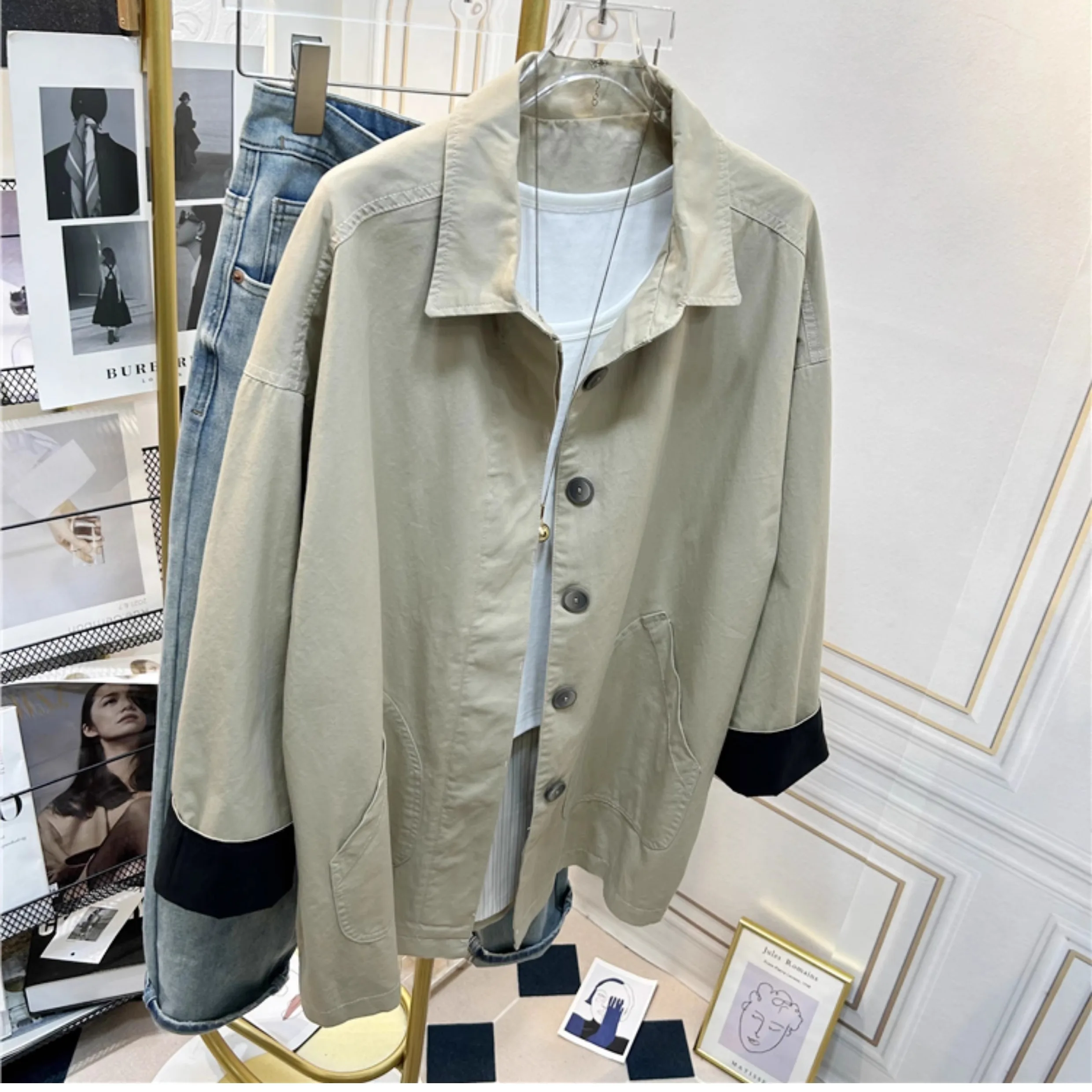 

Женский весенне-осенний повседневный длинный открытый кардиган-пальто в Корейском стиле с художественным воротником Jaet, ветровка средней длины