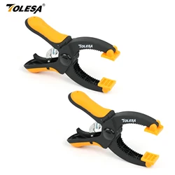 TOLESA 5-Inch Ratcheting Hand Clamps Set 2PCS, 1.55-Inch Jaw Opening with Powerful Clamping Force for Gluing Securing