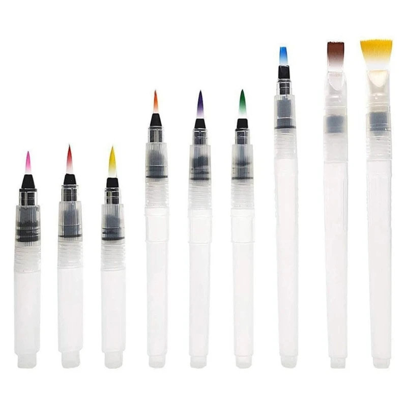 9/12 шт., акварельная кисть, многоразовая ручка для рисования, водяная кисть, ручка с плоским/точечным наконечником
