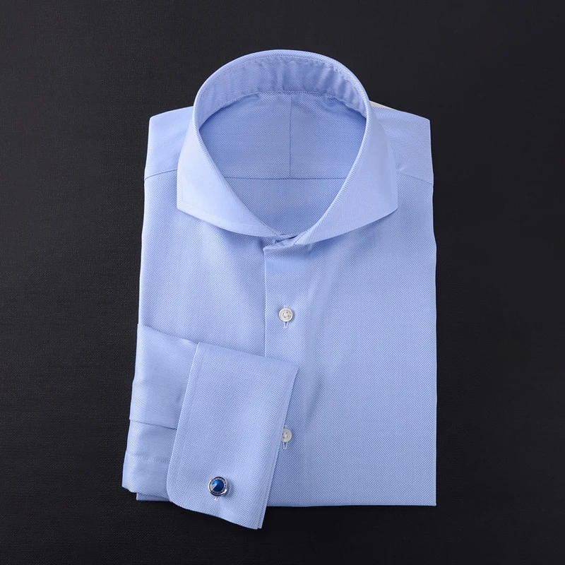 

Autumn and winter Windsor collar French shirt men business work office long sleeve striped shirt