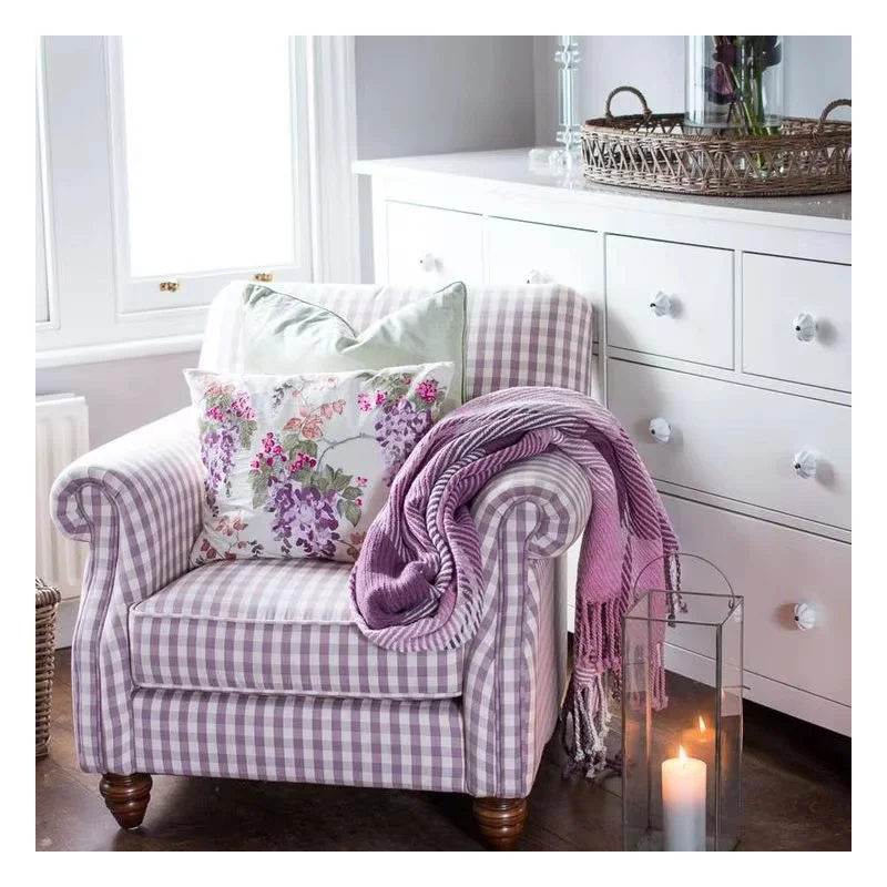 

Nordic retro purple plaid small sofa French idyllic photography bedroom living room simple single