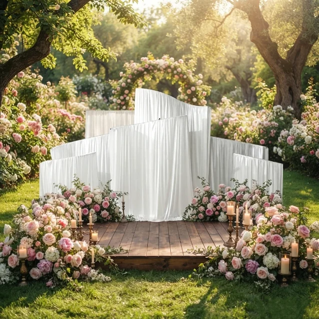 Weißer Verstellbarer Metall-Wellenbogen Hochzeits-Hintergrund Party-Dekoration Blumenständer – Detail 1