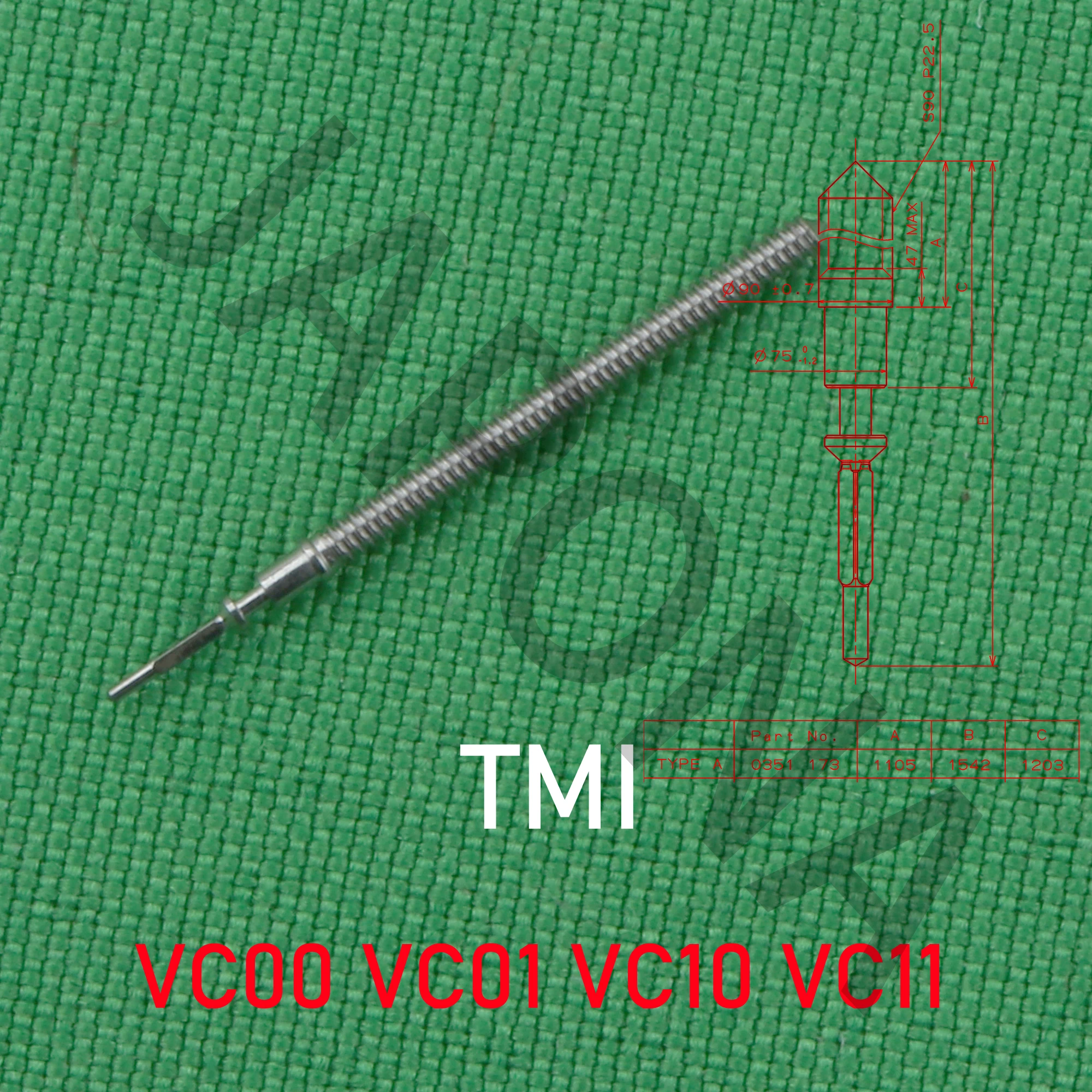 Ajuste de substituição Stem, TMI Stem, série VC, número de peça 0351173, VC00, VC01, VC10, VC11