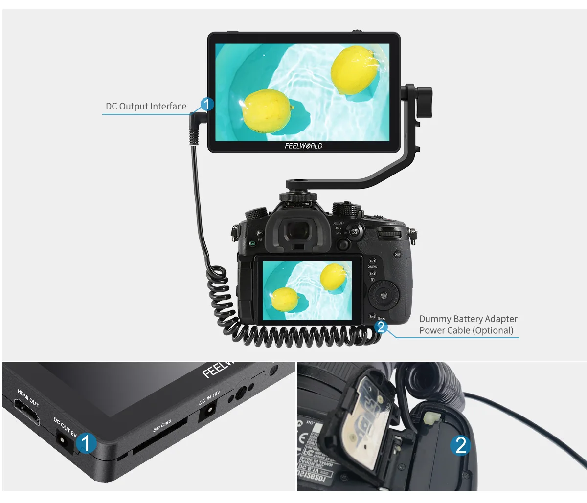 FEELWORLD F6 plus V2 Monitor de toque na câmera de 6 polegadas 4K HDR 3D LUT FHD 1920x1080 IPS Display Focus Assist para DSLR/Vídeo