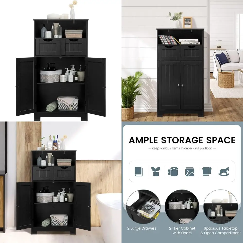 

отдельно стоящий деревянный шкаф для хранения вещей с двумя ящиками и регулируемой полкой для гостиных