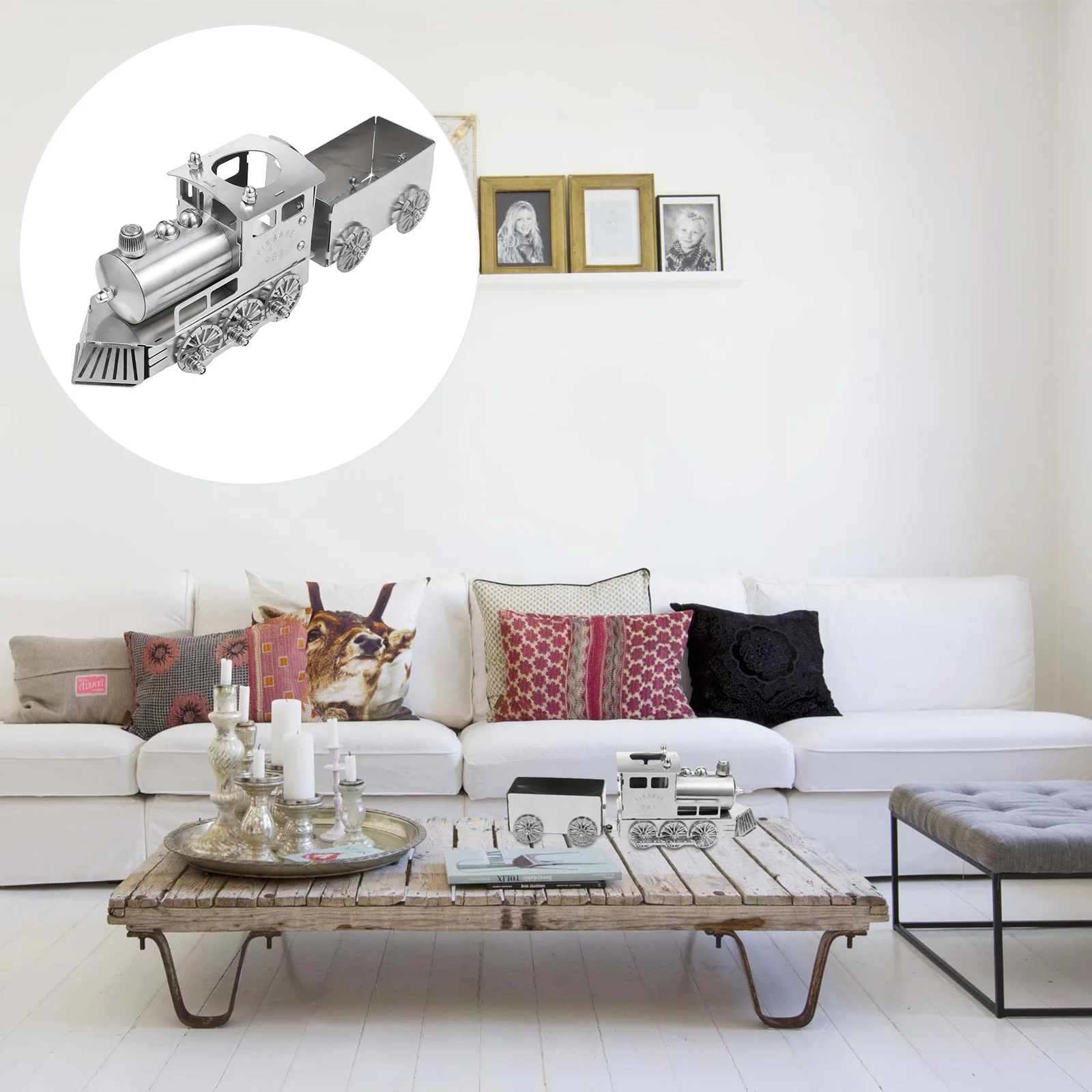 

Stainless Steel Decor Compact Steam Model Retro Desktop Desk Ornament Non-remote Train Decor Toy Train