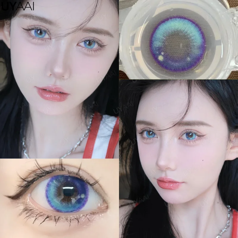 UYAAI Color Contact Lenses with Diopters Blue Graduated Colored Lenses Cosplay Color Lens Green Lenses Pink Lenses Anime Lenses