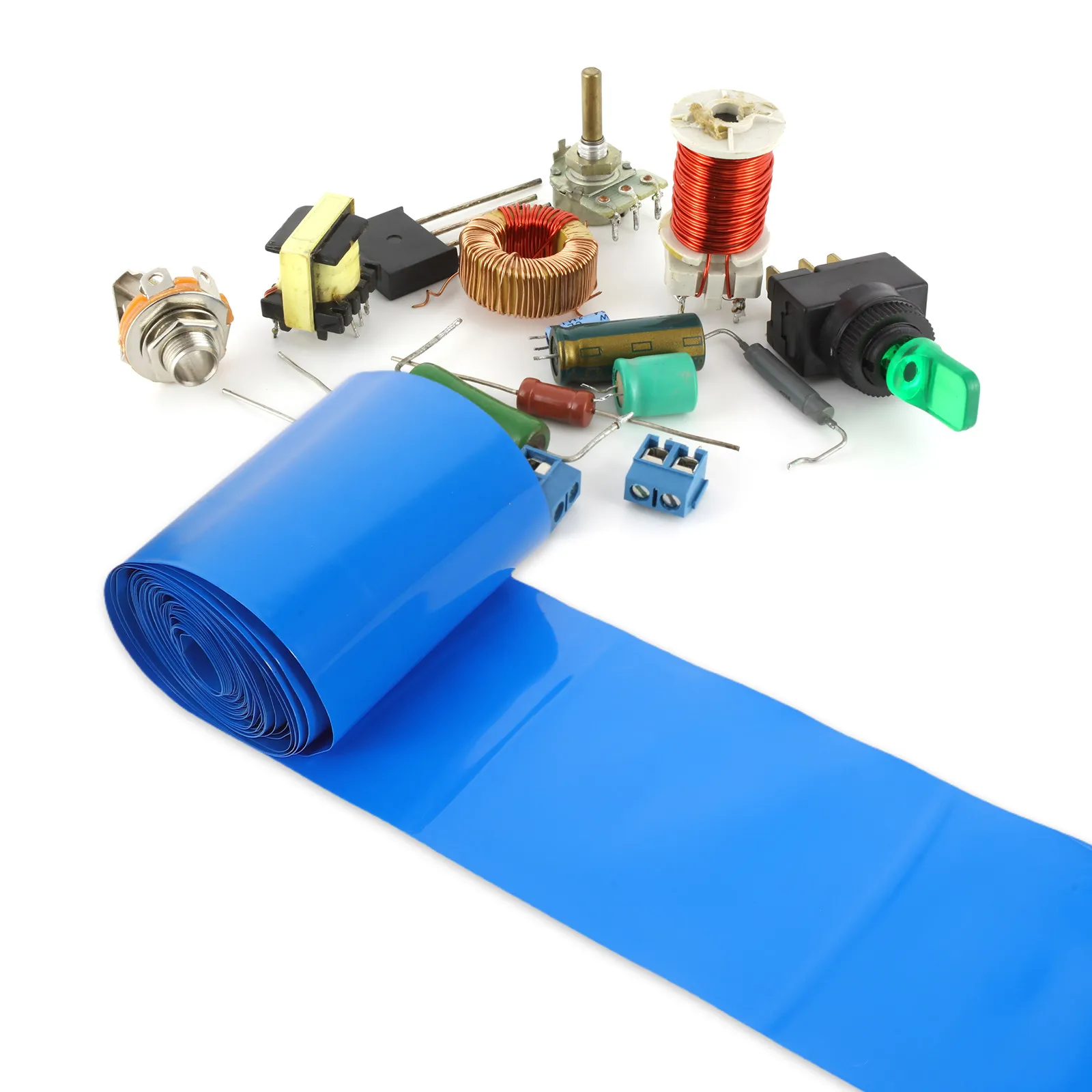 1 Roll Blue PVC Heat Shrink Tubing Industrial High Temperature Resistant Electrical Wire Protector Cable Insulation Shrink Wrap