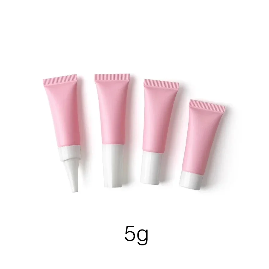 Contenedor vacío de cosméticos de color rosa mate, botella exprimible recargable, crema de ojos, loción de esencia, tubo suave de muestra, 5g, 5ml