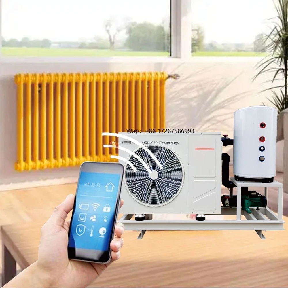 Solar integrated air source heating and cooling heat pump, including floor heating radiator fan coil water tank pump