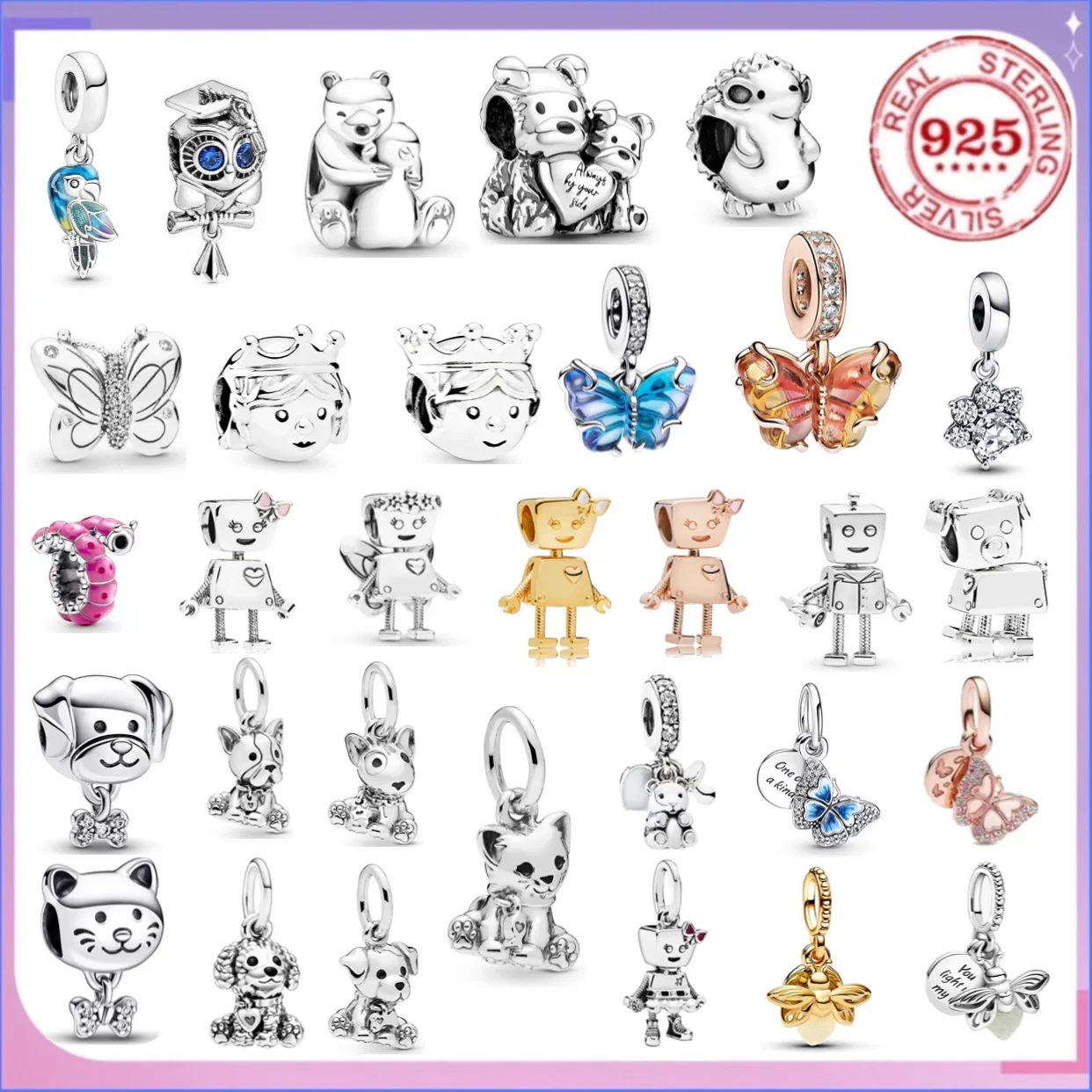 

Горячая распродажа: браслет для женщин из серебра 925% пробы с изображением животных (кошки, собаки, светящиеся светлячки), очаровательные бусины, украшения для самостоятельного изготовления, изысканный подарок.